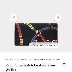 Ralph Lauren Black and Gold Print Leather Wallet